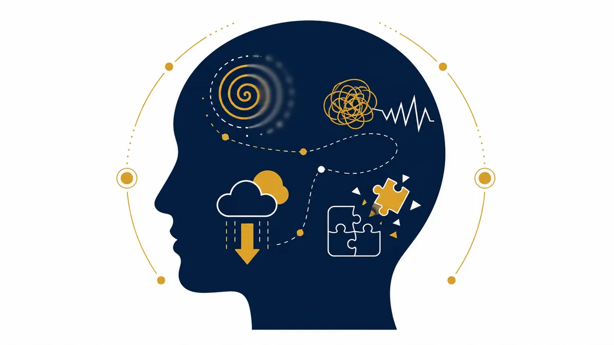 Illustration of the mental health effects of cannabis on the brain