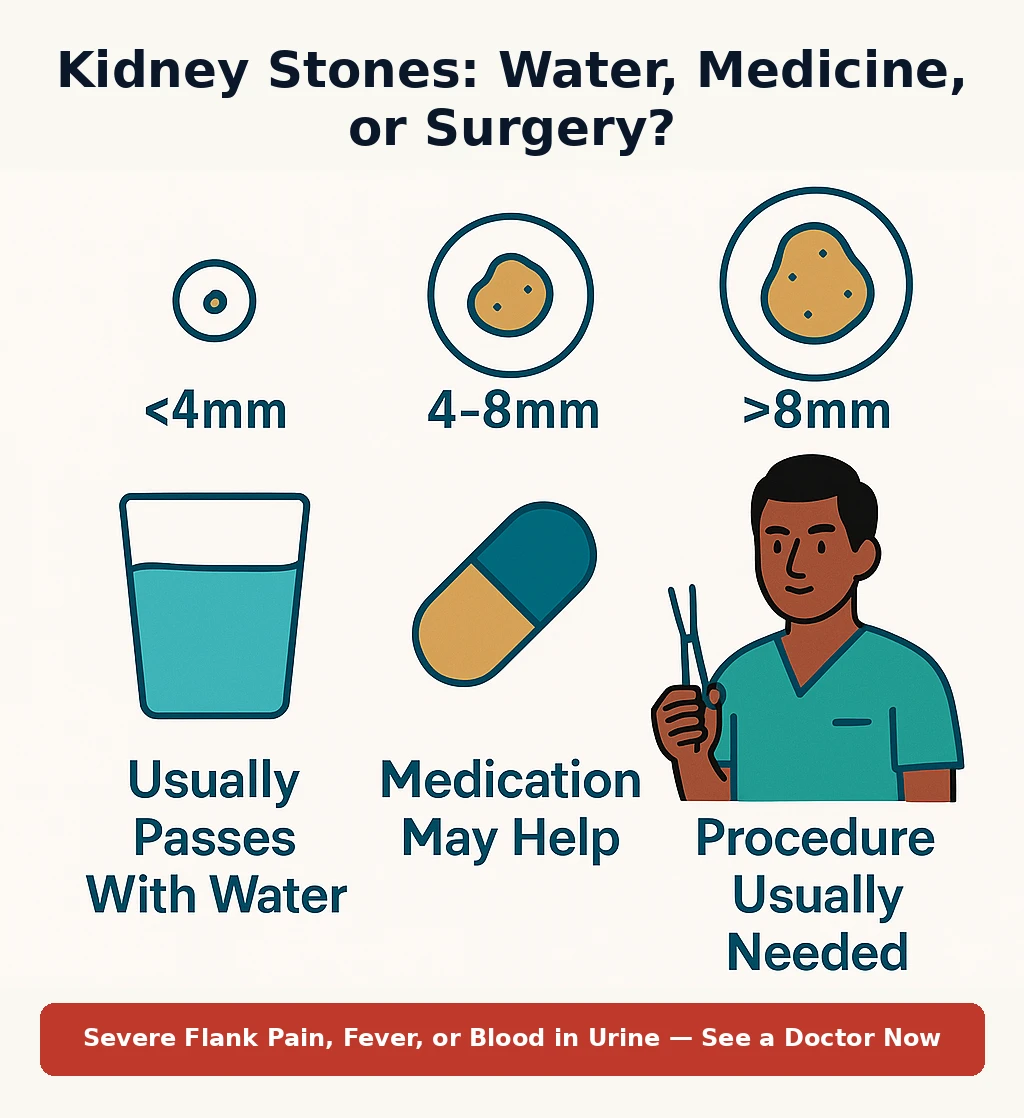 Kidney stones treatment by size infographic